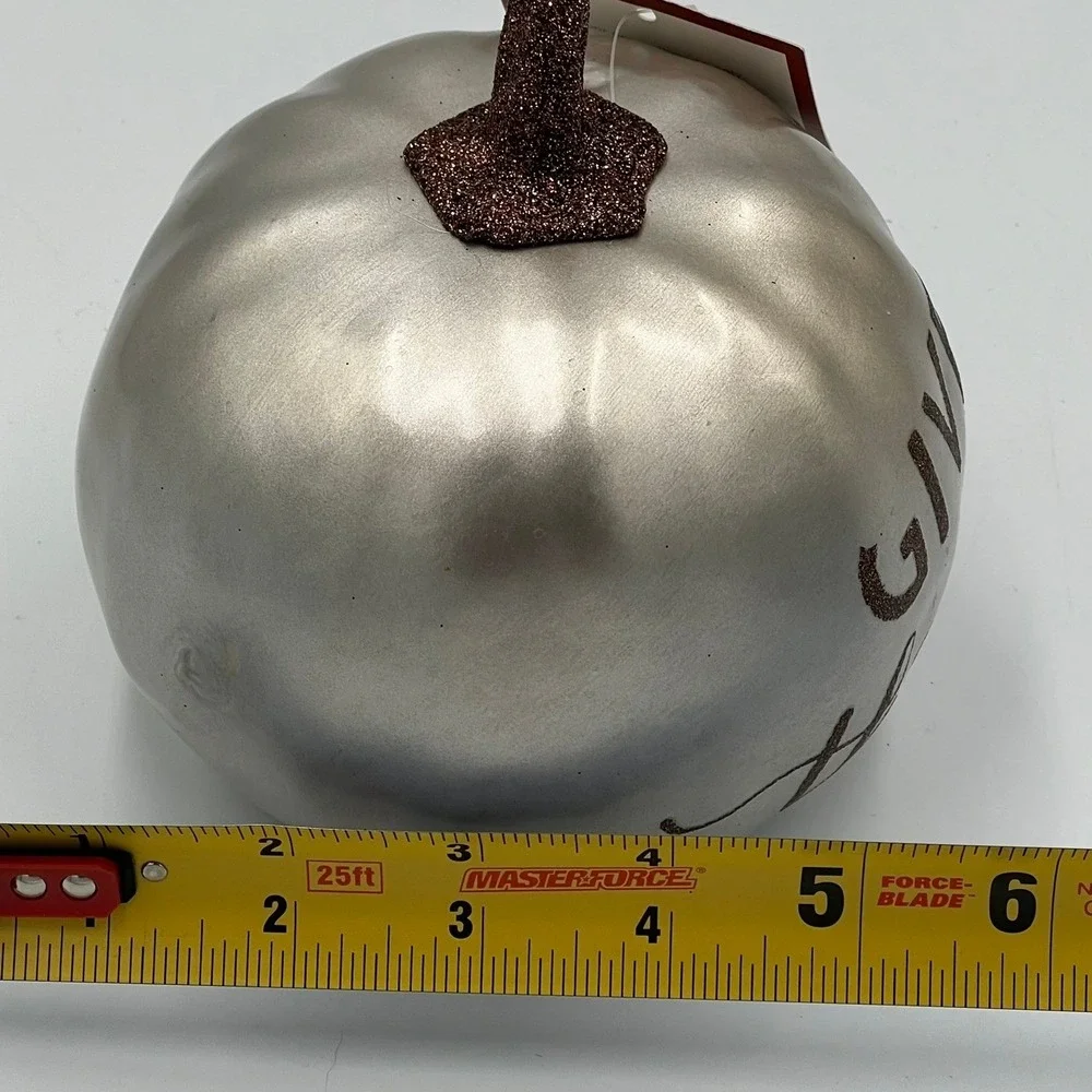 Target Pumpkin Decor Unisex OS Silver Brand New Give Thanks Glitter Metallic